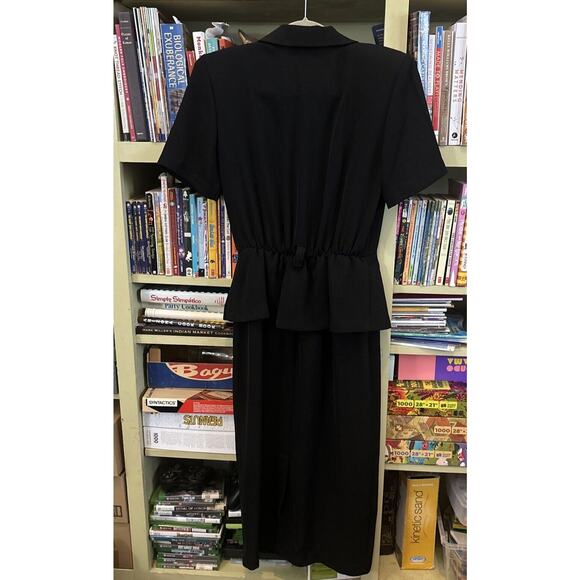 Vintage Studio I Sz 6 Peplum Dress Wiggle Secretary Black Small Black Maxi - Picture 2 of 8